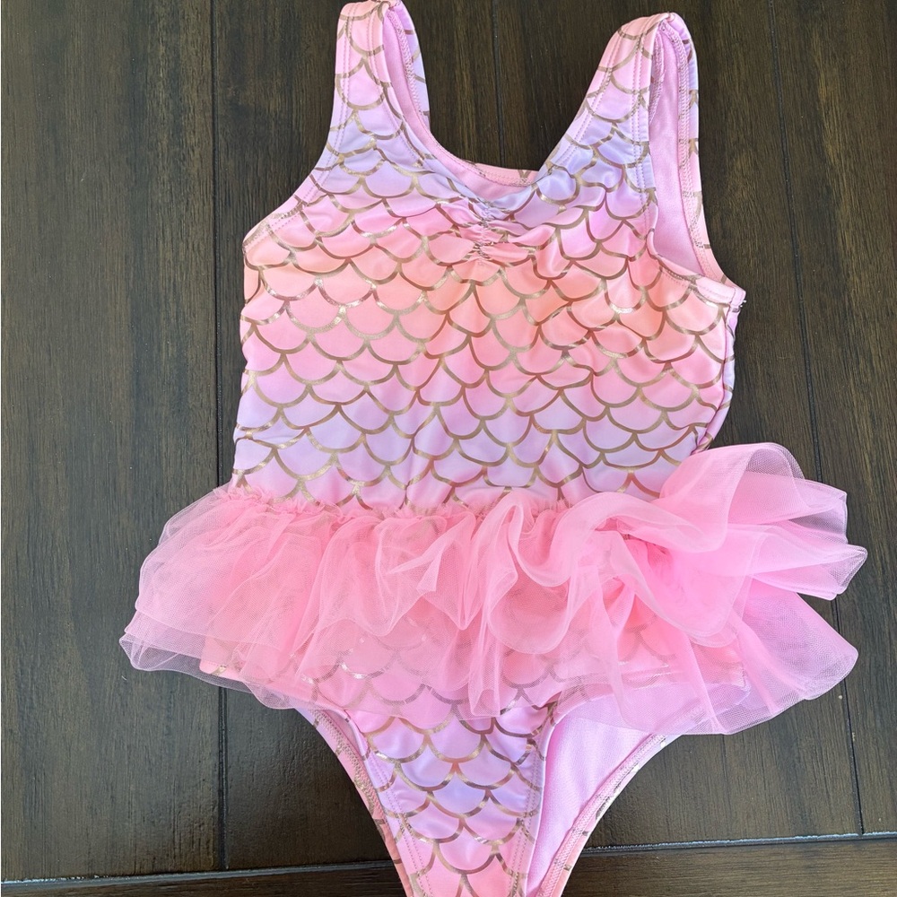 Wonder Nation Pink and Gold Kids Swim One Piece